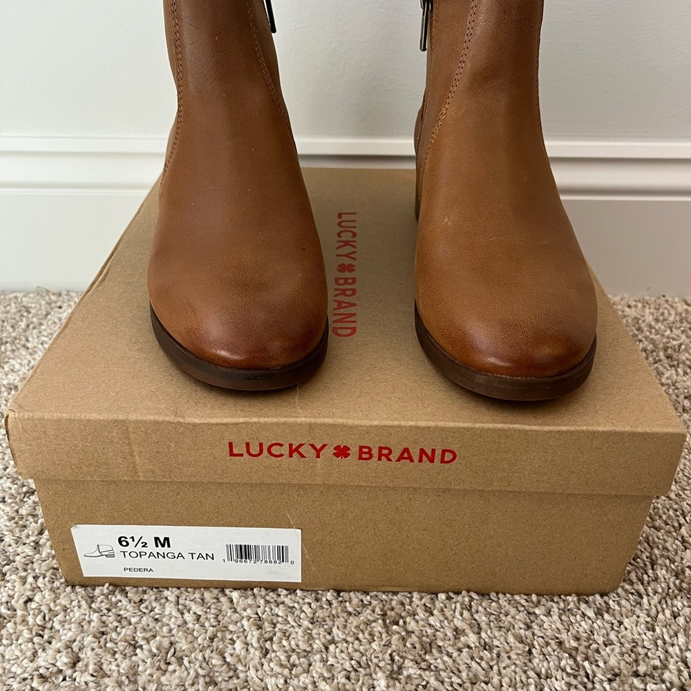 Lucky Brand Topanga Tan Heeled Ankle Boots